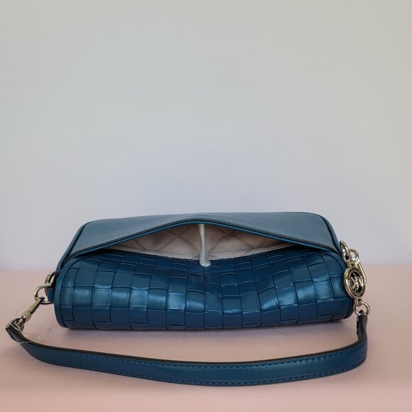 MICHAEL KORS Bradshaw Woven Smooth Leather Convertible Bag- Deep M.⭐ - Picture 8 of 16